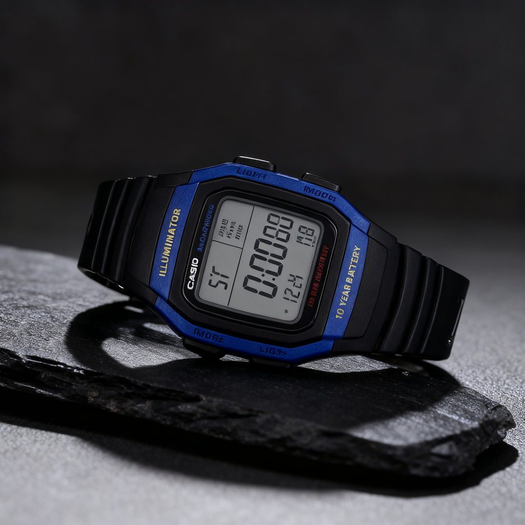Reloj Casio W-96H-2AV Digital Negro y Azul – Caballero