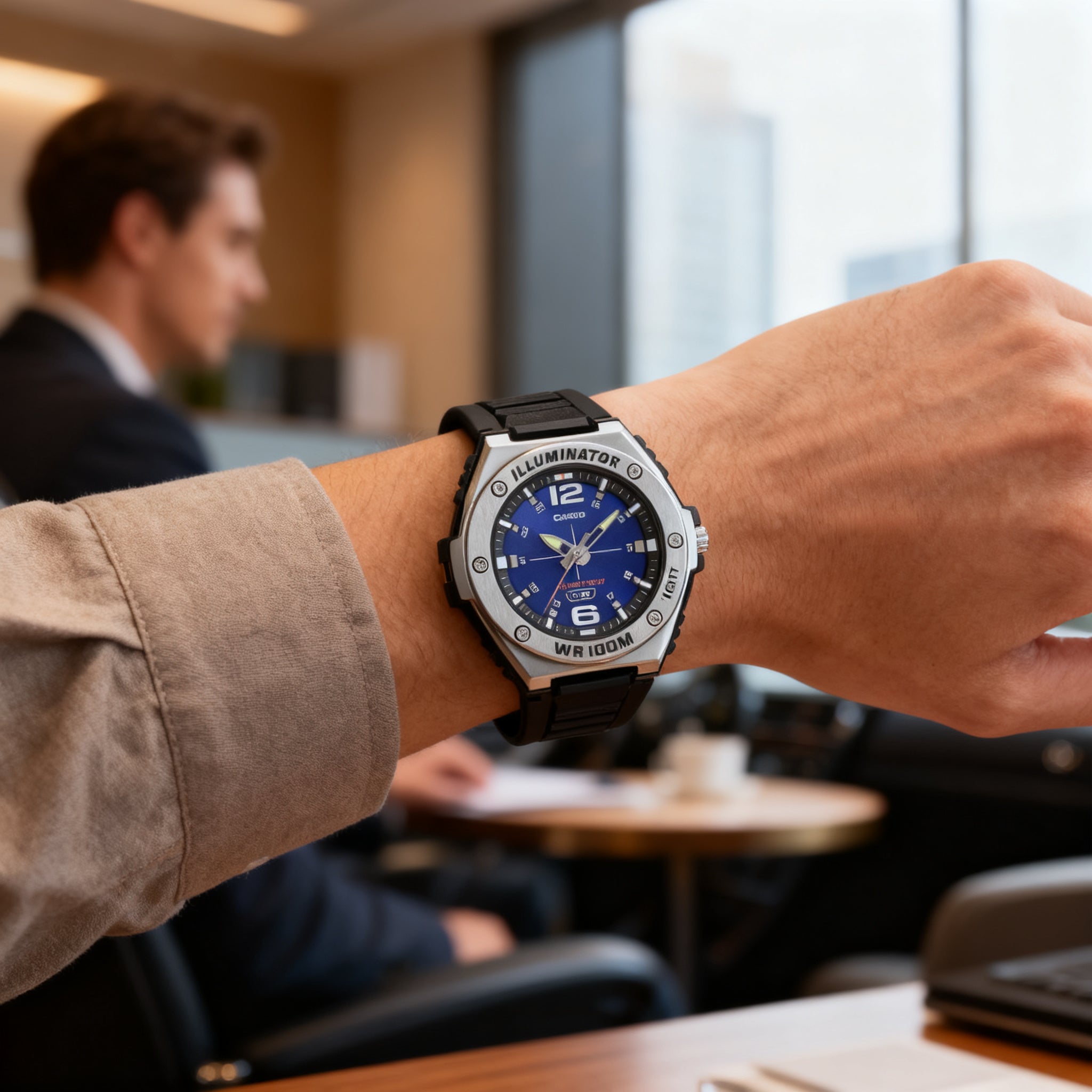 Reloj Casio MWA-100H-2AV Analógico Negro y Azul 100M – Caballero