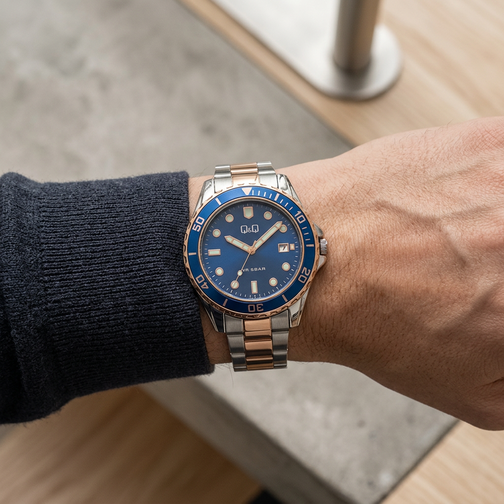 Reloj Q&Q A172J422Y para Caballero – Azul y Bicolor