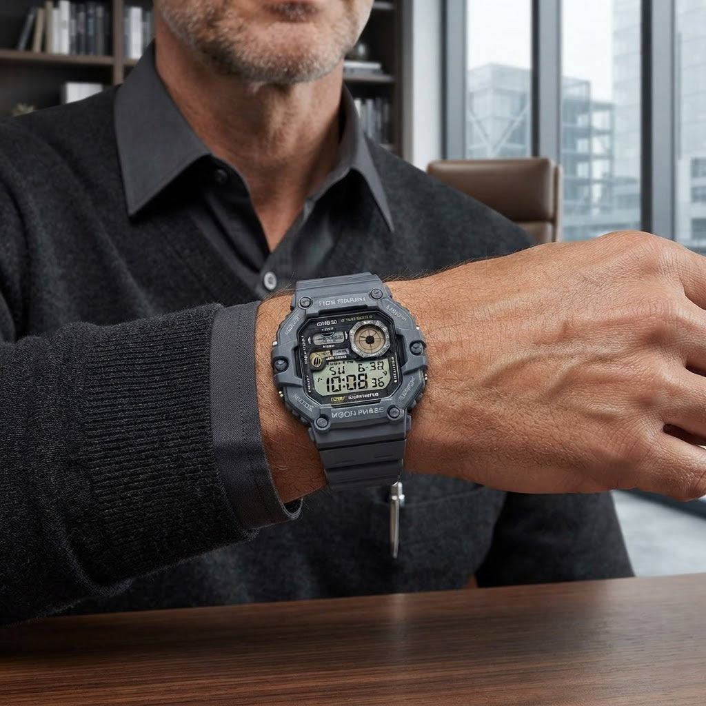 Reloj Casio WS-1700H-8AV Digital Gris Mareas y Fase Lunar 100M – Caballero