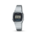 Reloj Casio Vintage LA670WA-1 Digital Plateado con Pantalla Negra – Dama