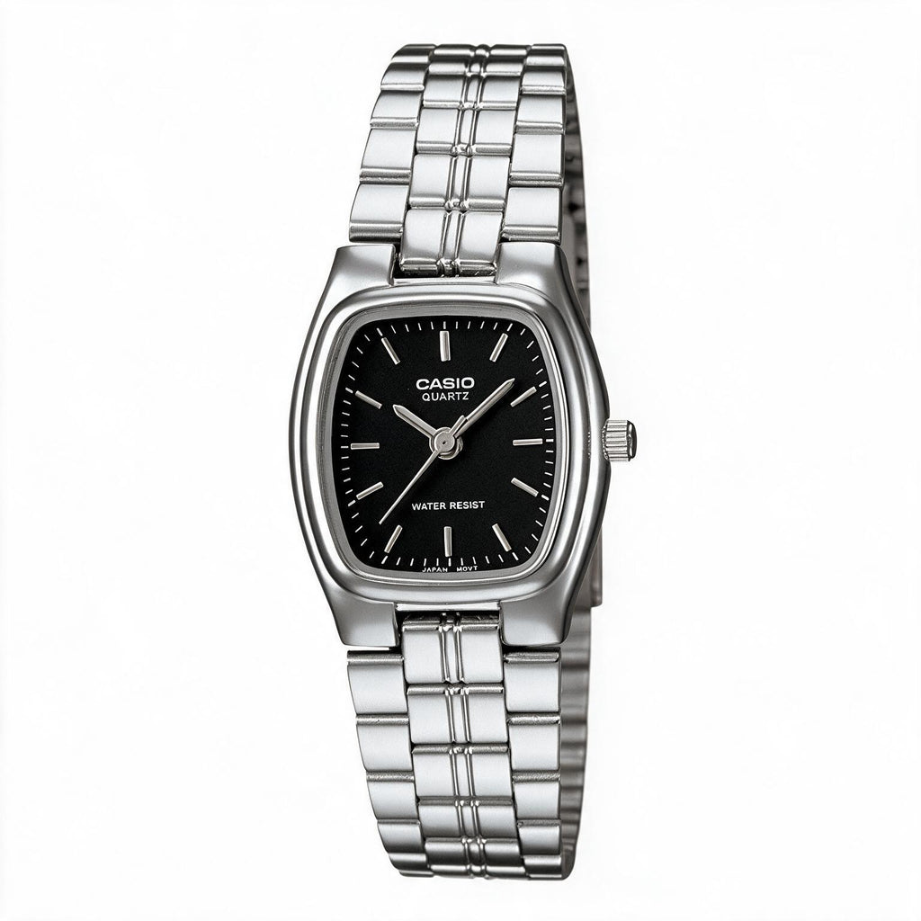 Reloj Casio LTP-1169D-1A Analógico Plateado Esfera Negra – Dama