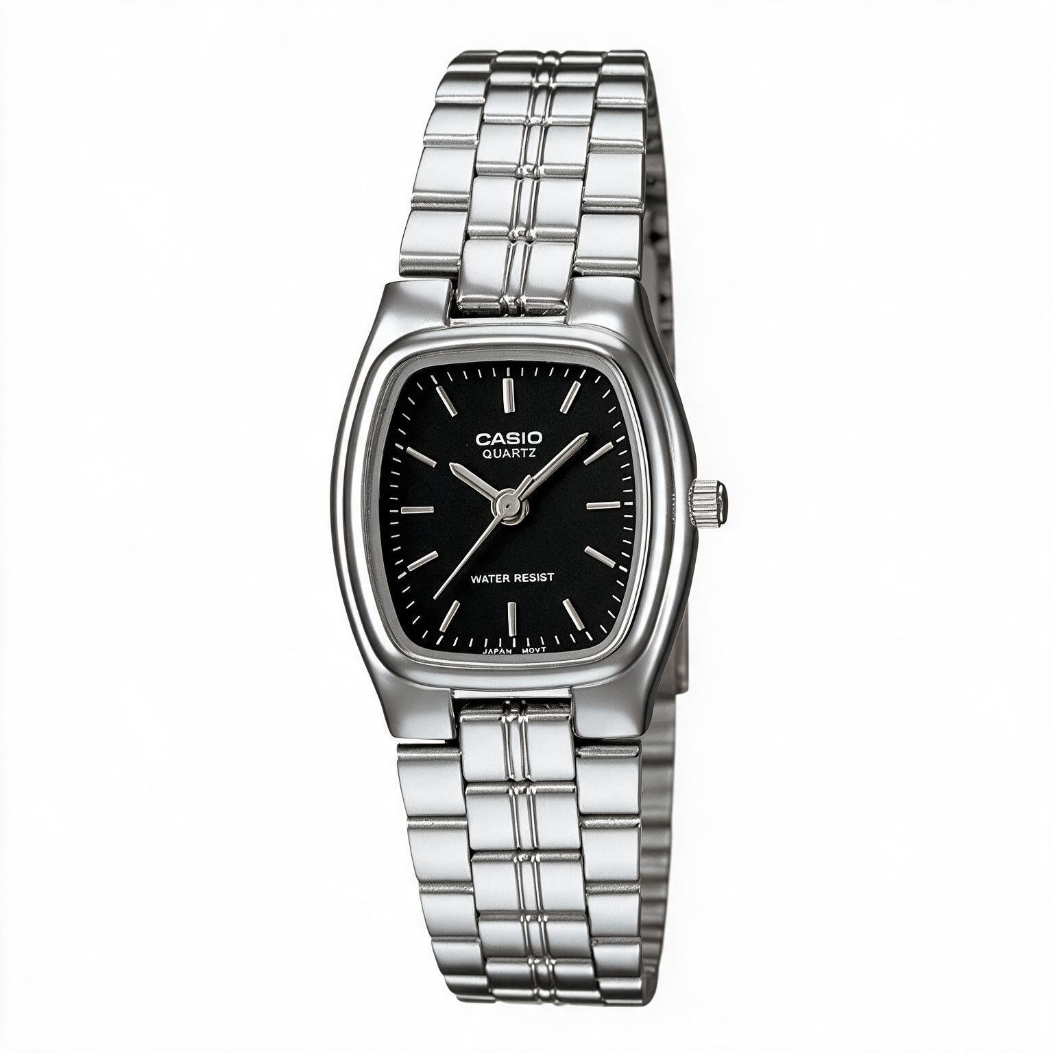 Reloj Casio LTP-1169D-1A Analógico Plateado Esfera Negra – Dama