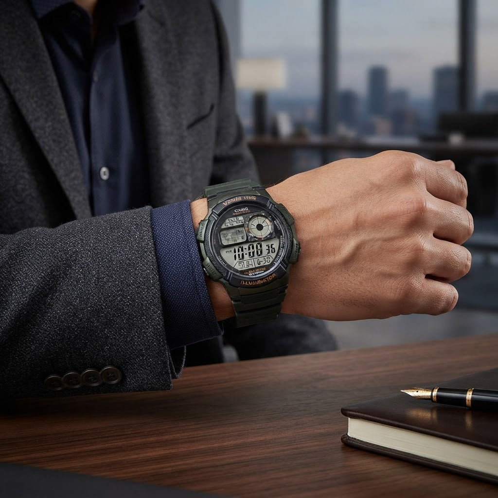 Reloj Casio AE-1000W-3AV Digital Negro Hora Mundial 100M – Caballero