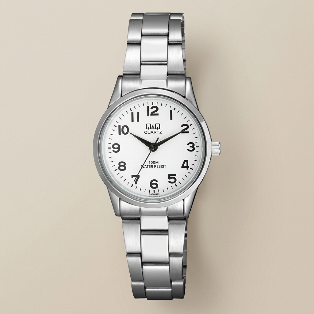 Reloj Q&Q C215J204Y Analógico Plateado Esfera Blanca 3BAR – Dama
