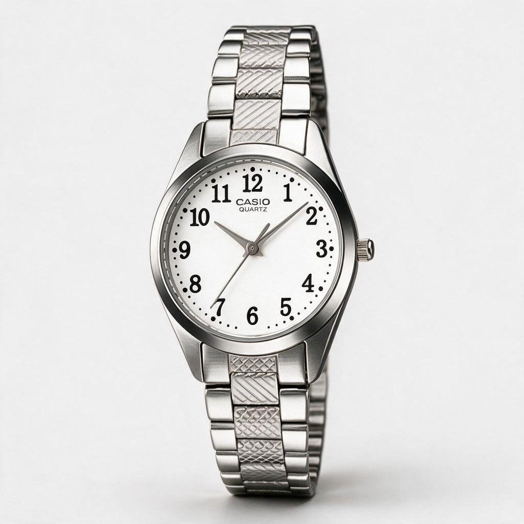 Reloj Casio LTP-1274D-7B Analógico Plateado Esfera Blanca – Dama