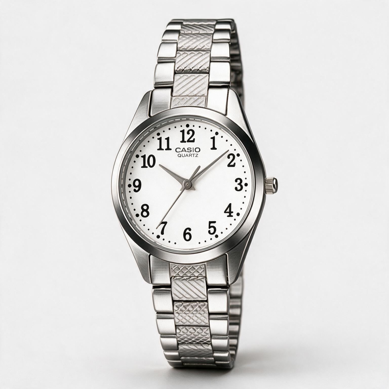 Reloj Casio LTP-1274D-7B Analógico Plateado Esfera Blanca – Dama