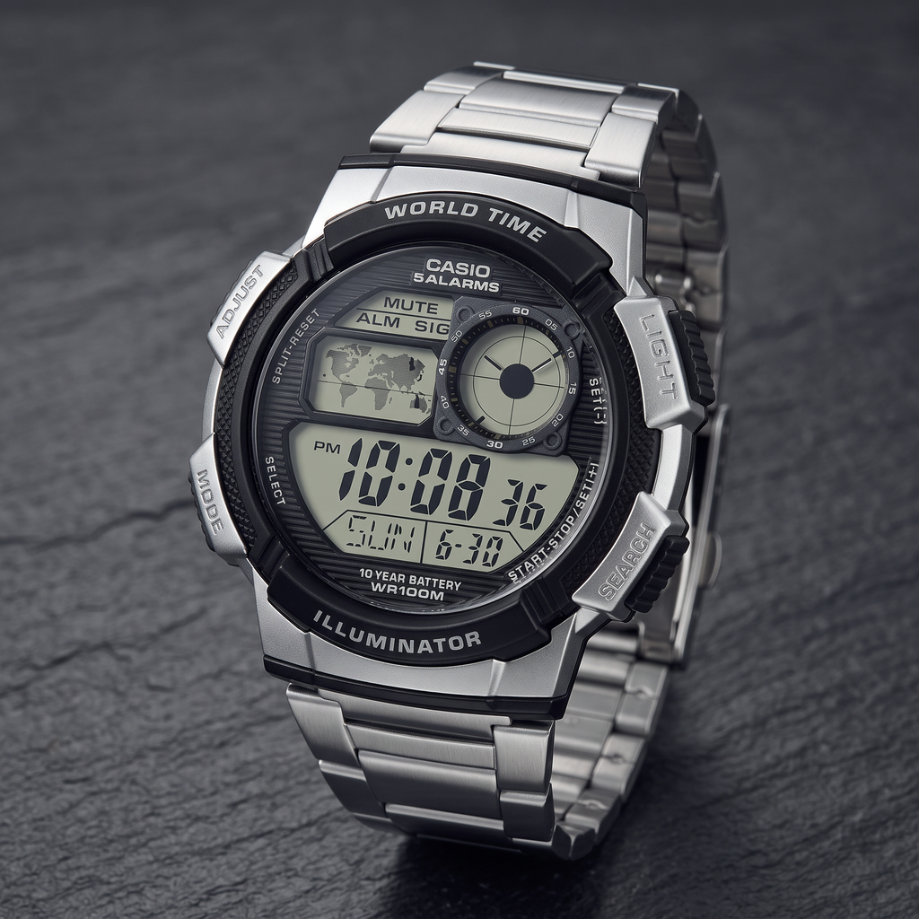 Casio AE-1000WD-1AV – Hora mundial y batería de 10 años