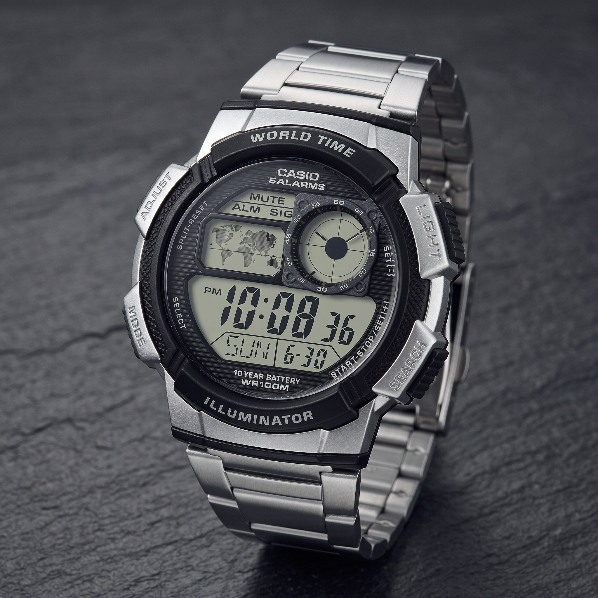 Casio AE-1000WD-1AV – Hora mundial y batería de 10 años