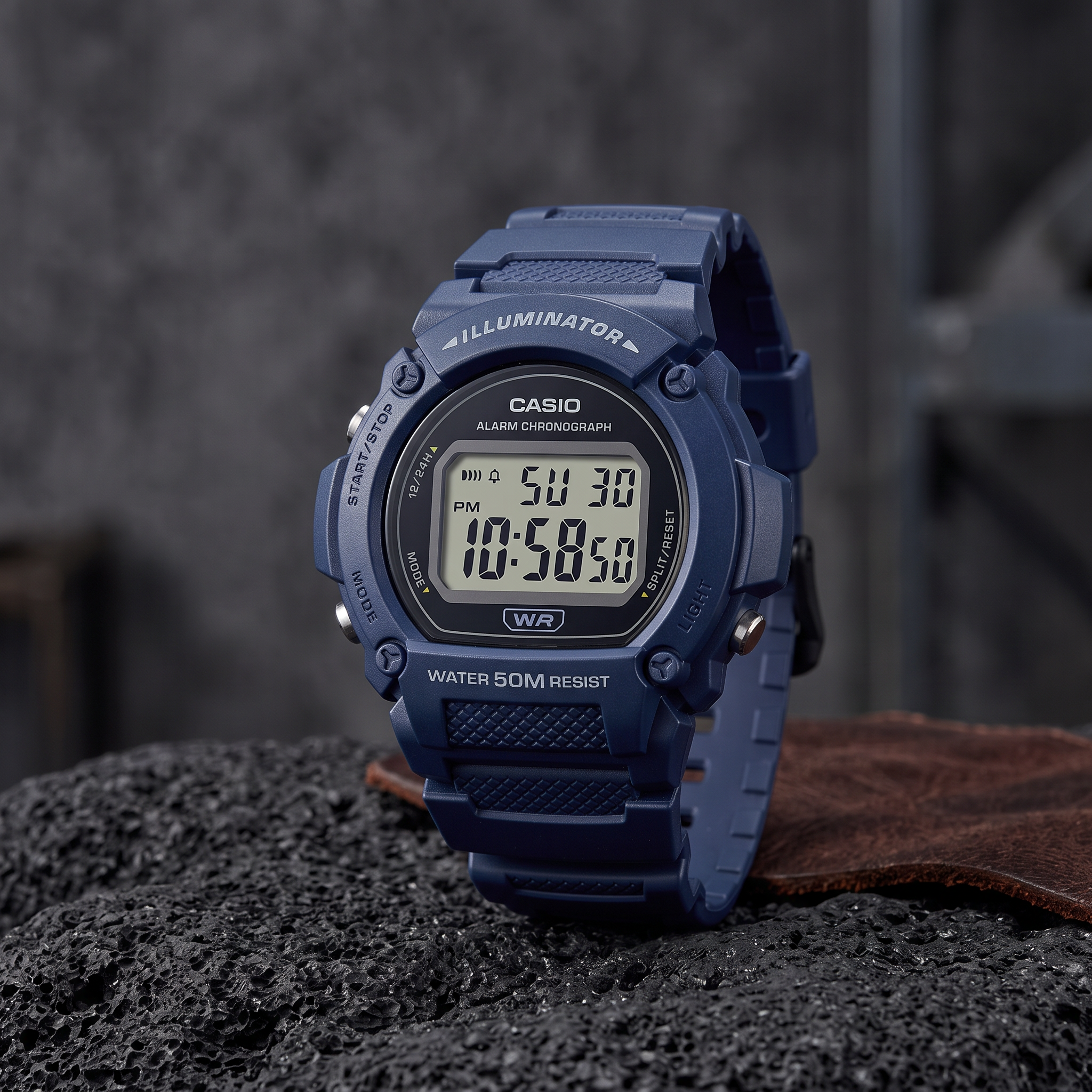 Reloj Casio W-219H-2AV Digital Azul Marino 50M Batería 7 Años – Caballero