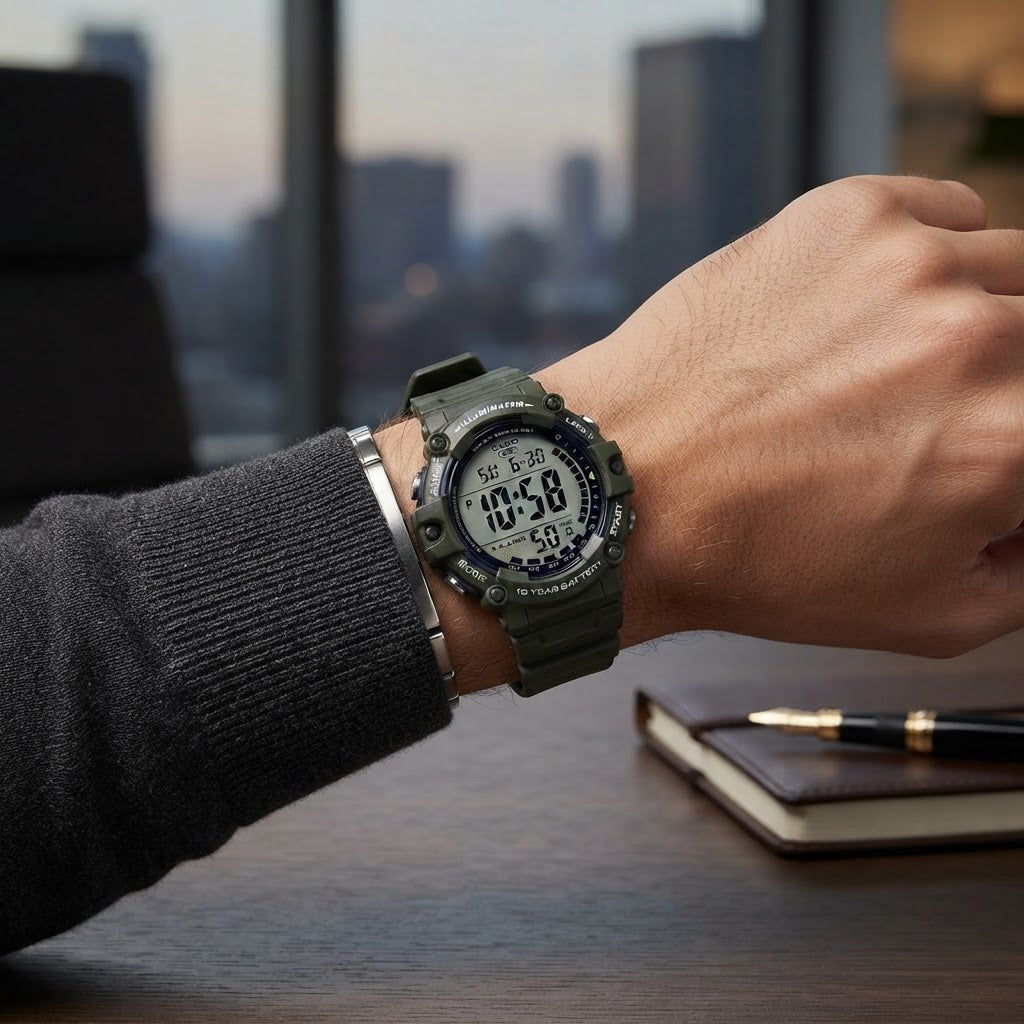 Reloj Casio AE-1500WHX-3AV Digital Verde 100M Correa Extralarga – Caballero