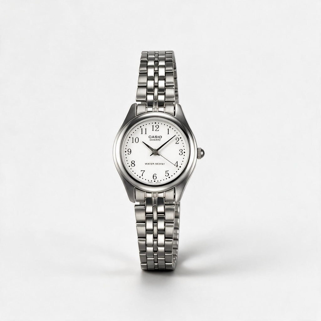 Reloj Casio LTP-1129A-7B Analógico Plateado Esfera Blanca – Dama