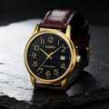 Reloj Casio MTP-V002GL-1B Analógico Dorado Esfera Negra con Correa de Cuero – Caballero