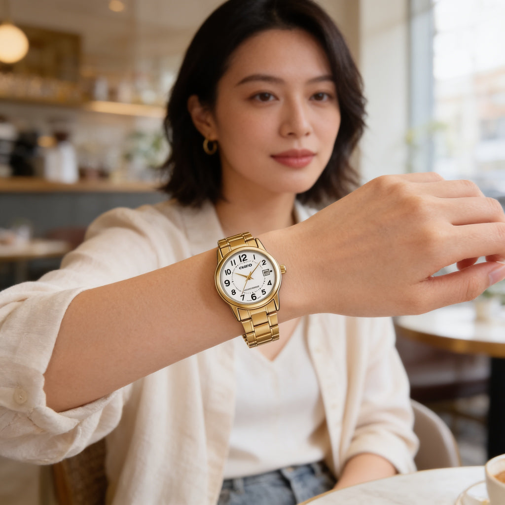 Reloj Casio LTP-V002G-7B Analógico Dorado Esfera Blanca – Dama