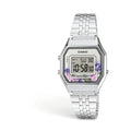 Reloj Casio Vintage LA680WA-4C Digital Plateado Floral – Dama / Unisex