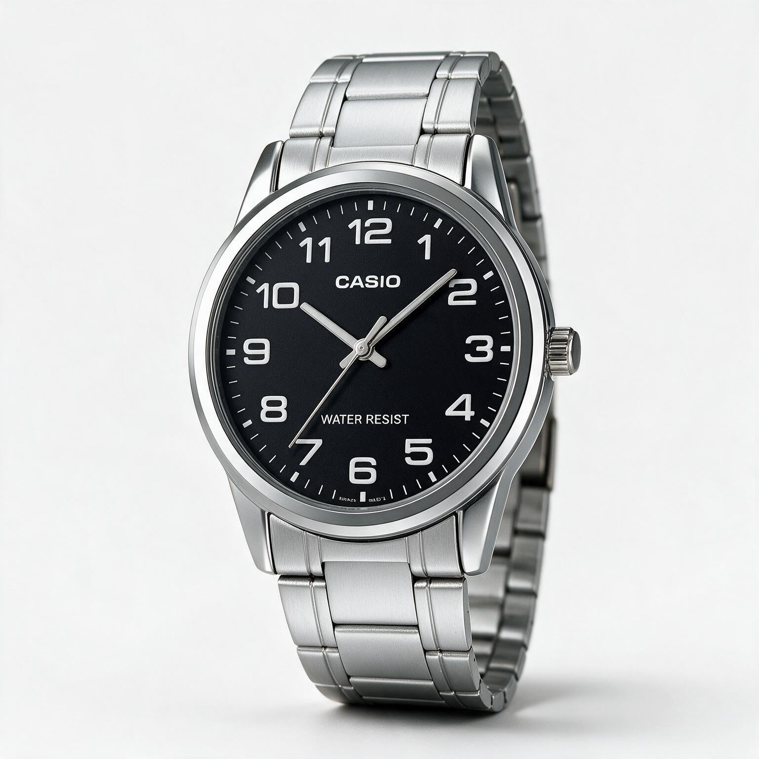 Reloj Casio LTP-V001D-1B Analógico Plateado Esfera Negra – Dama