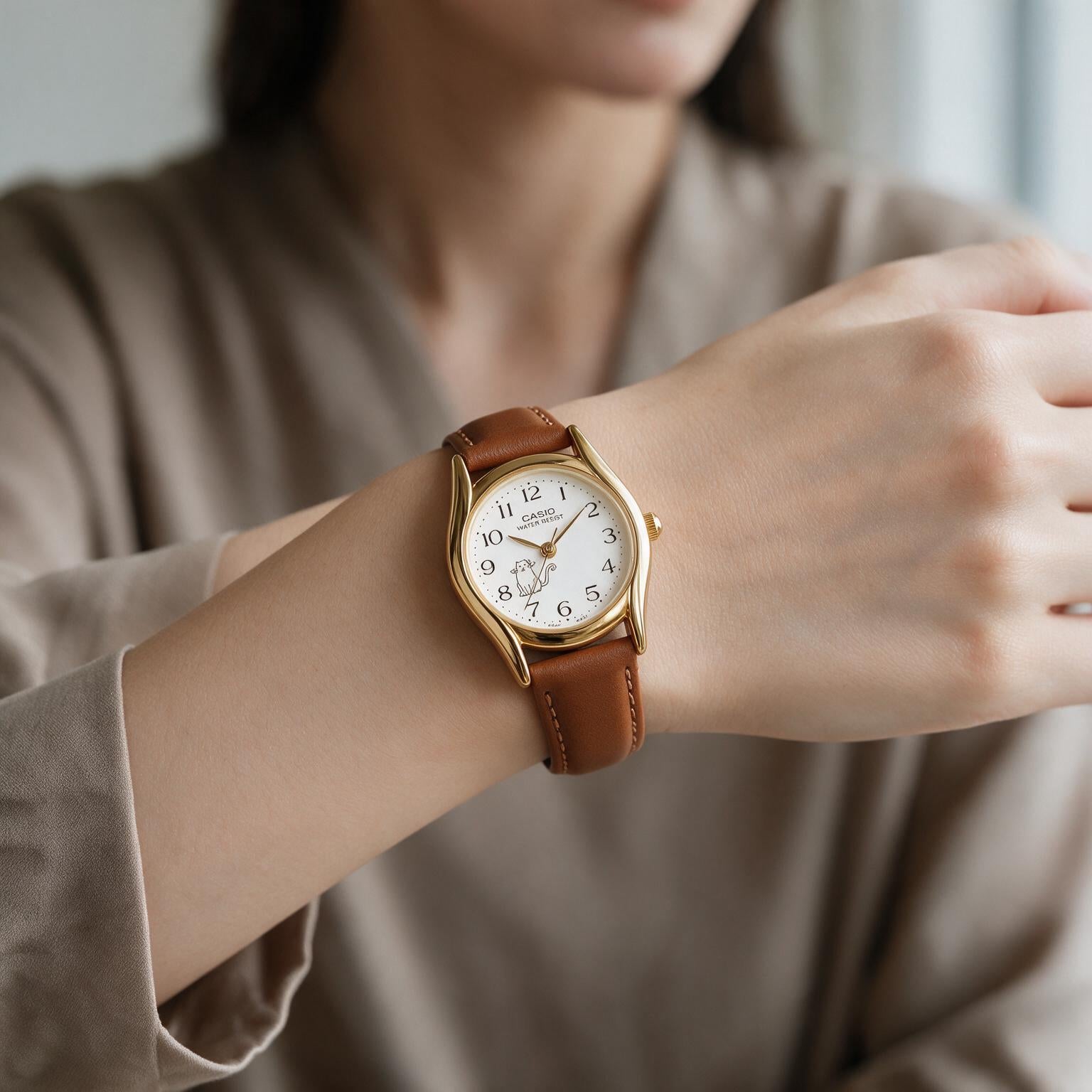 Reloj Casio LTP-1094Q-7B8R Analógico Dorado con Correa de Cuero – Dama