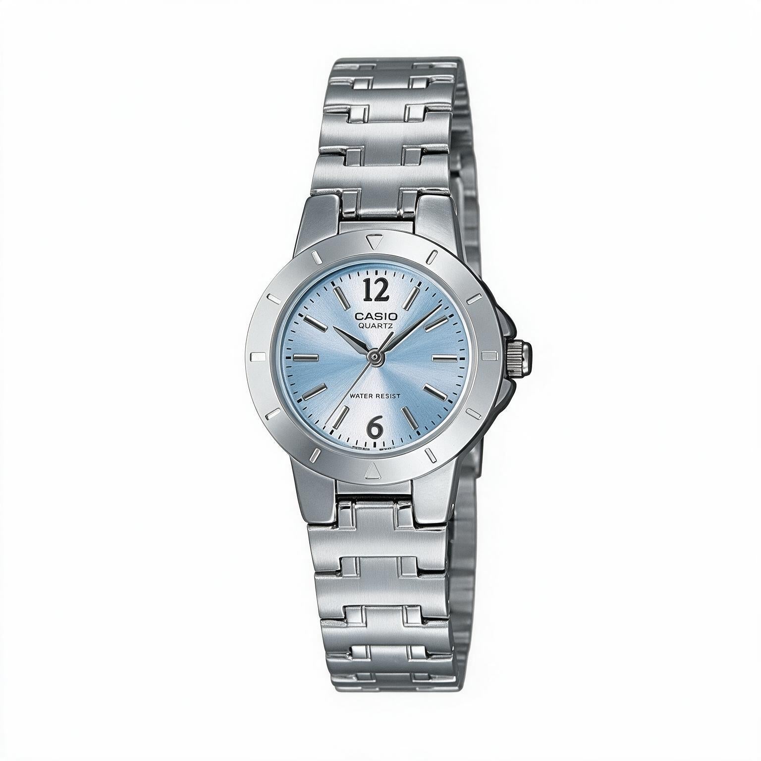 Reloj Casio LTP-1177A-2A Analógico Plateado Esfera Azul – Dama