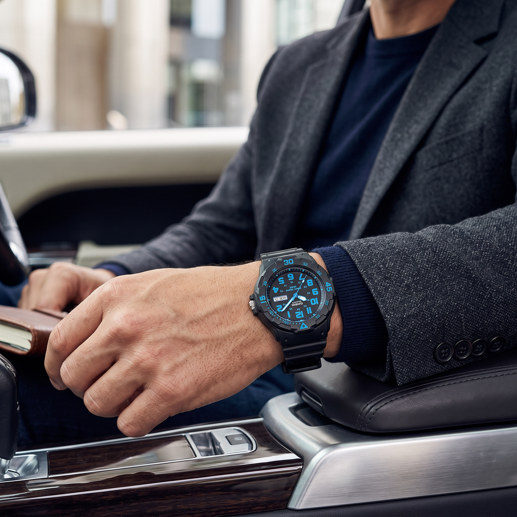 Reloj Casio MRW-200H-2BV Analógico Negro y Azul 100M – Caballero