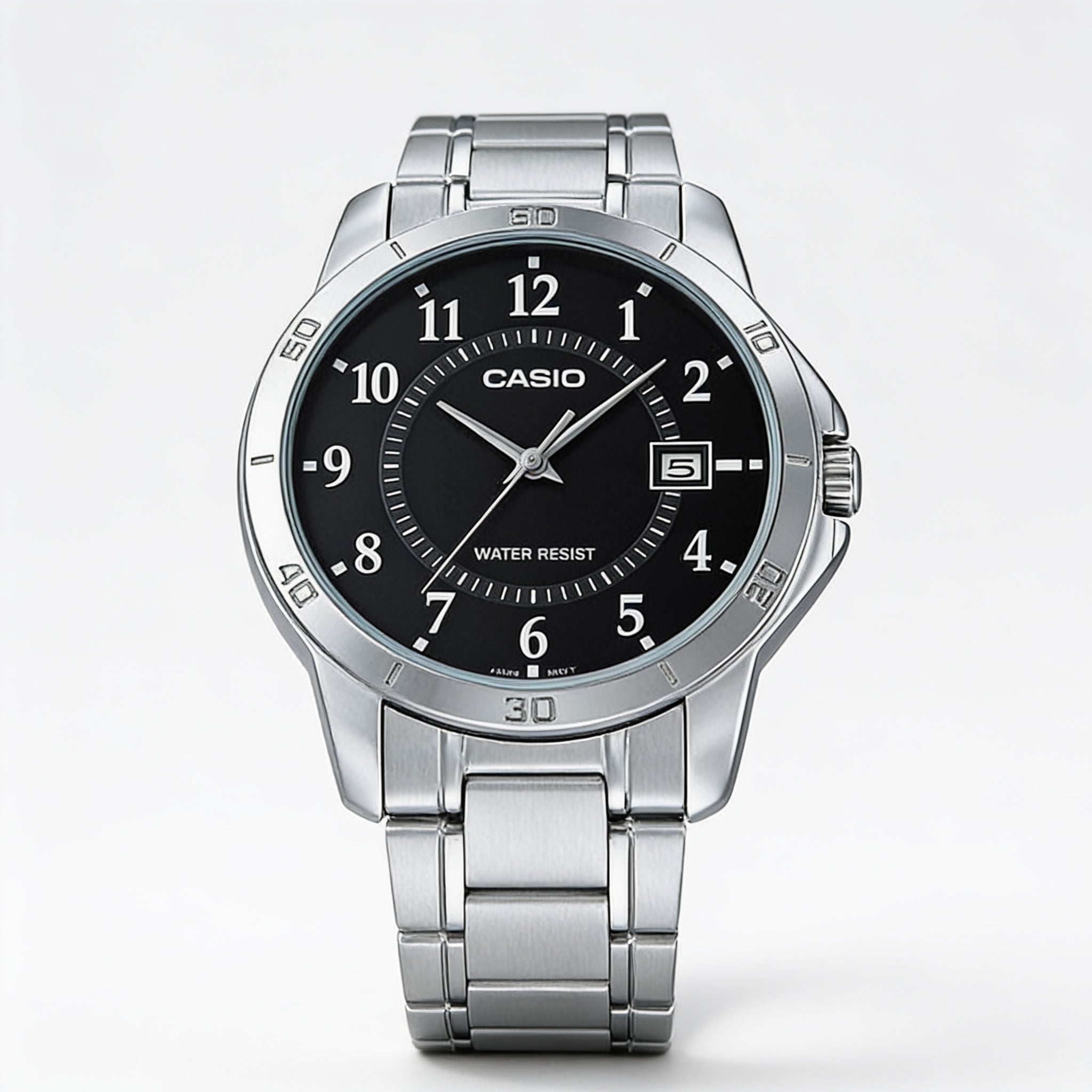 Reloj Casio MTP-V004D-1B Analógico Plateado Esfera Negra – Caballero
