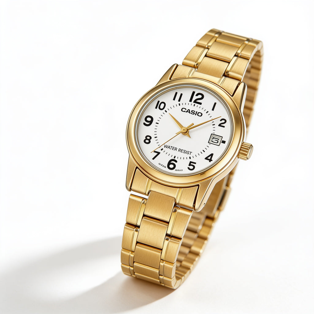 Reloj Casio LTP-V002G-7B Analógico Dorado Esfera Blanca – Dama