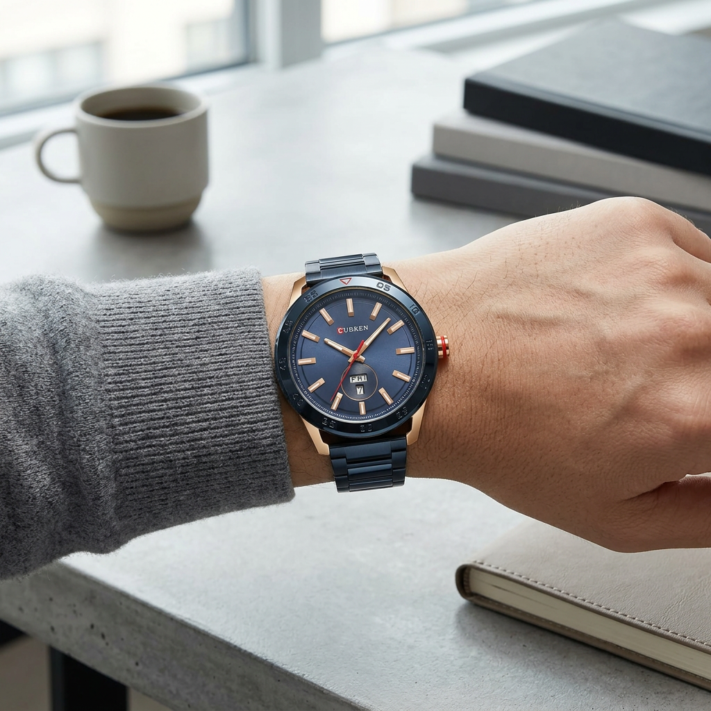 Reloj CURREN 8331 Analógico Negro y Dorado con Día y Fecha – Caballero