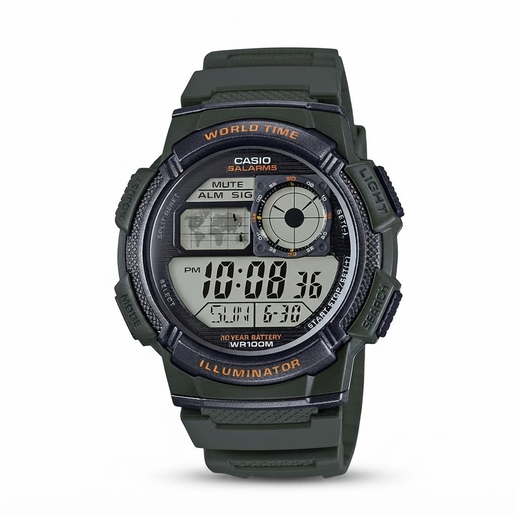 Reloj Casio AE-1000W-3AV Digital Negro Hora Mundial 100M – Caballero