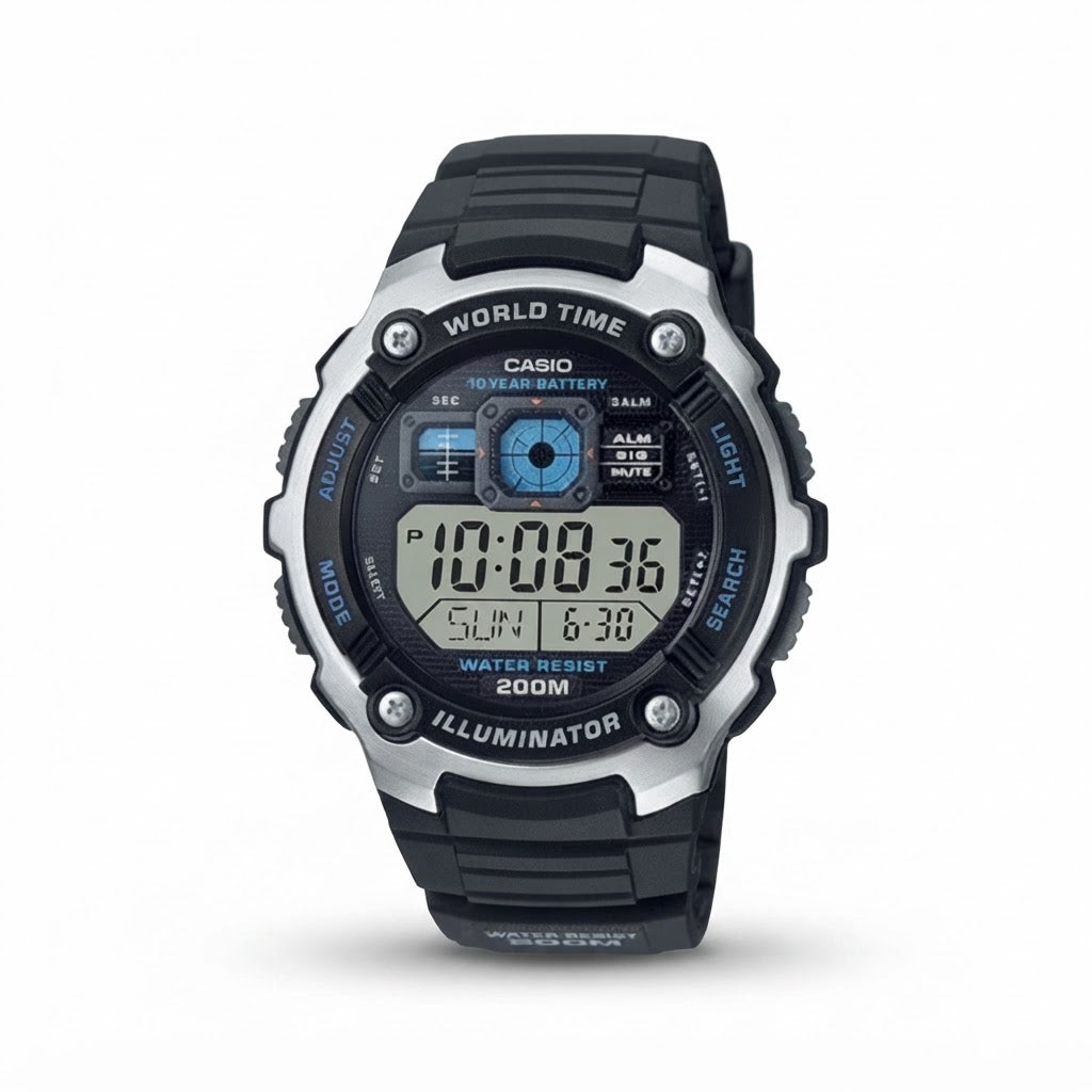 Reloj Casio AE-2000W-1AV Digital Negro Hora Mundial 200M – Caballero