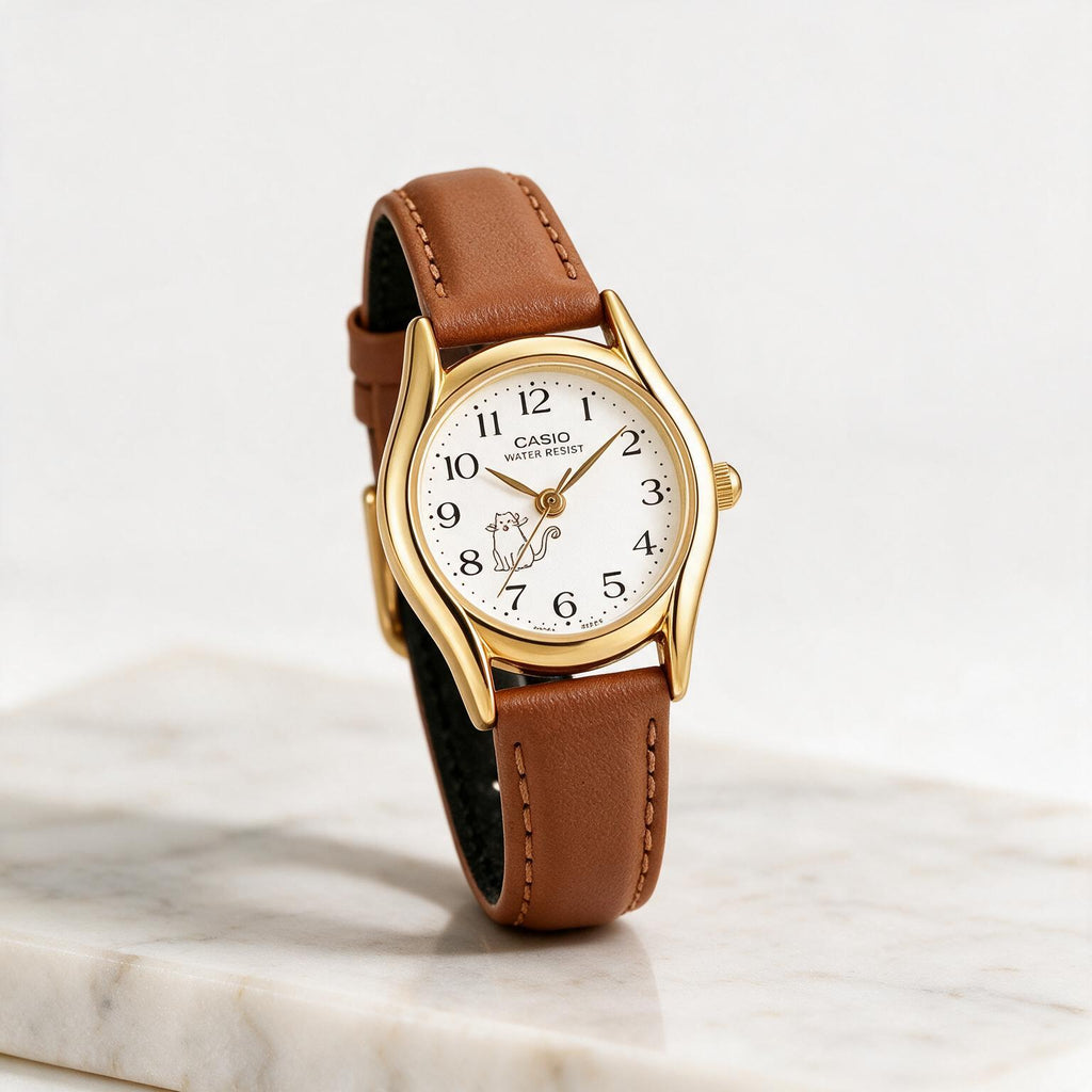 Reloj Casio LTP-1094Q-7B8R Analógico Dorado con Correa de Cuero – Dama