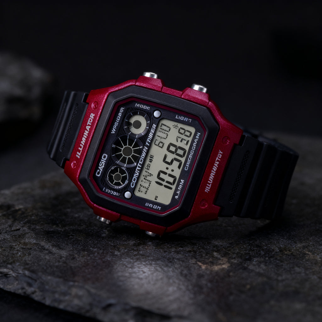 Reloj Casio AE-1300WH-4AV Digital Rojo y Negro 100M – Caballero
