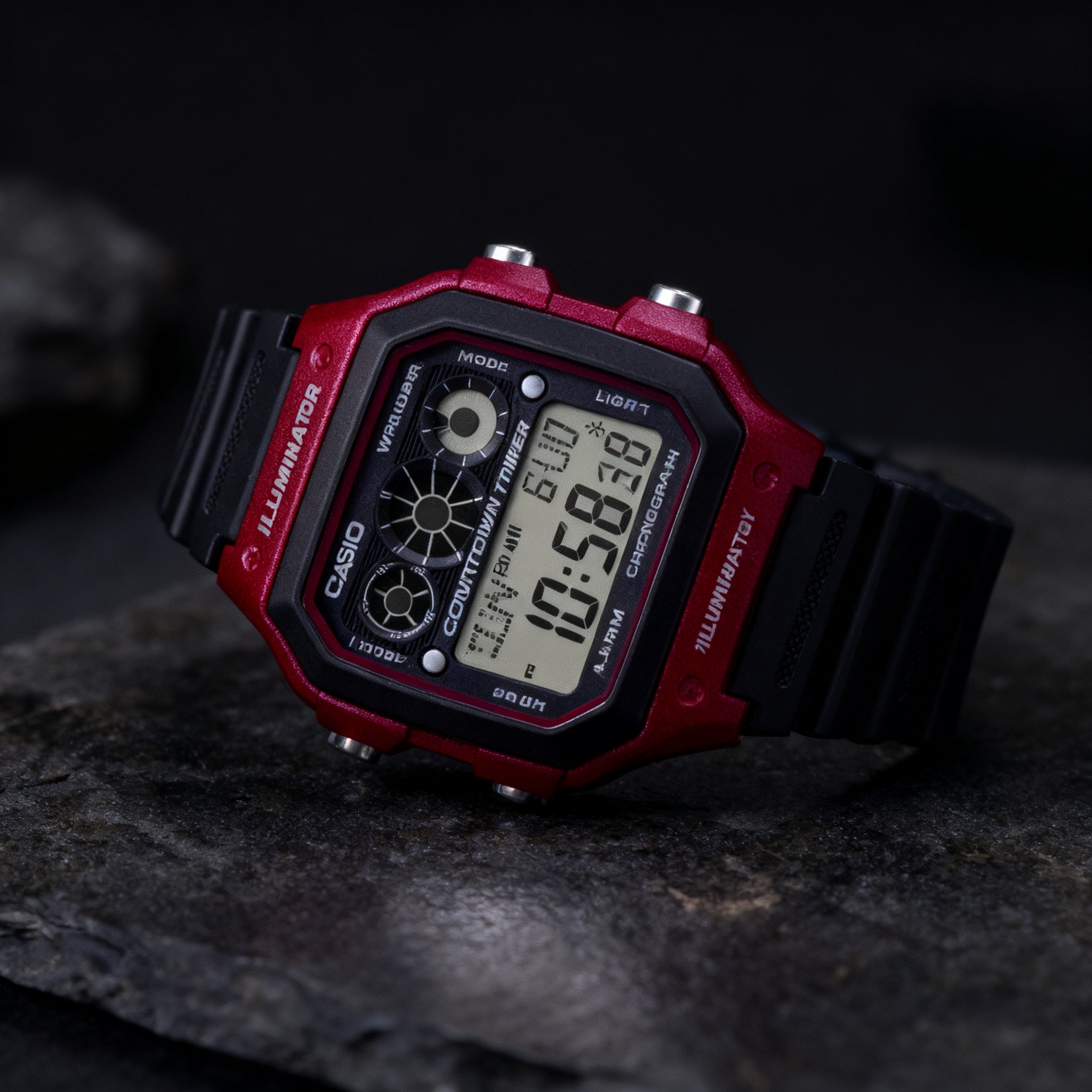 Reloj Casio AE-1300WH-4AV Digital Rojo y Negro 100M – Caballero