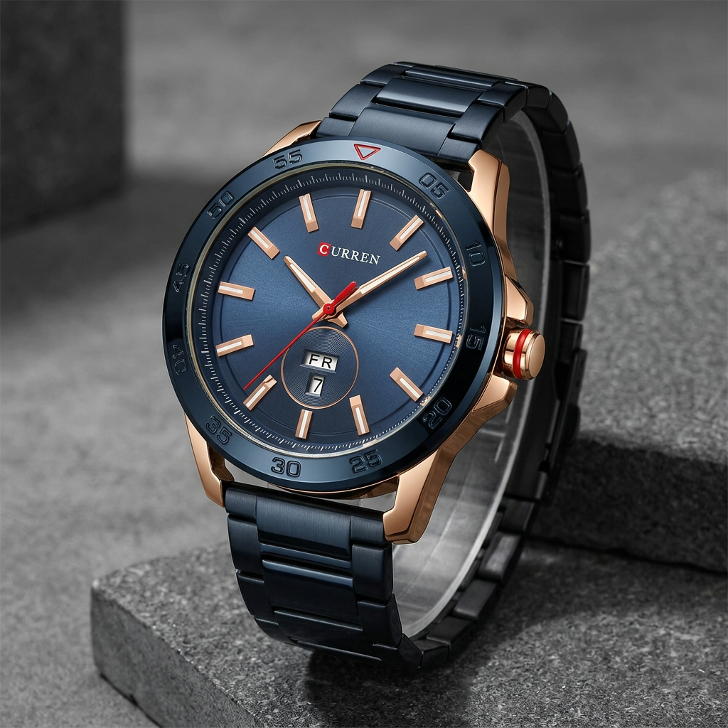 Reloj CURREN 8331 Analógico Negro y Dorado con Día y Fecha – Caballero