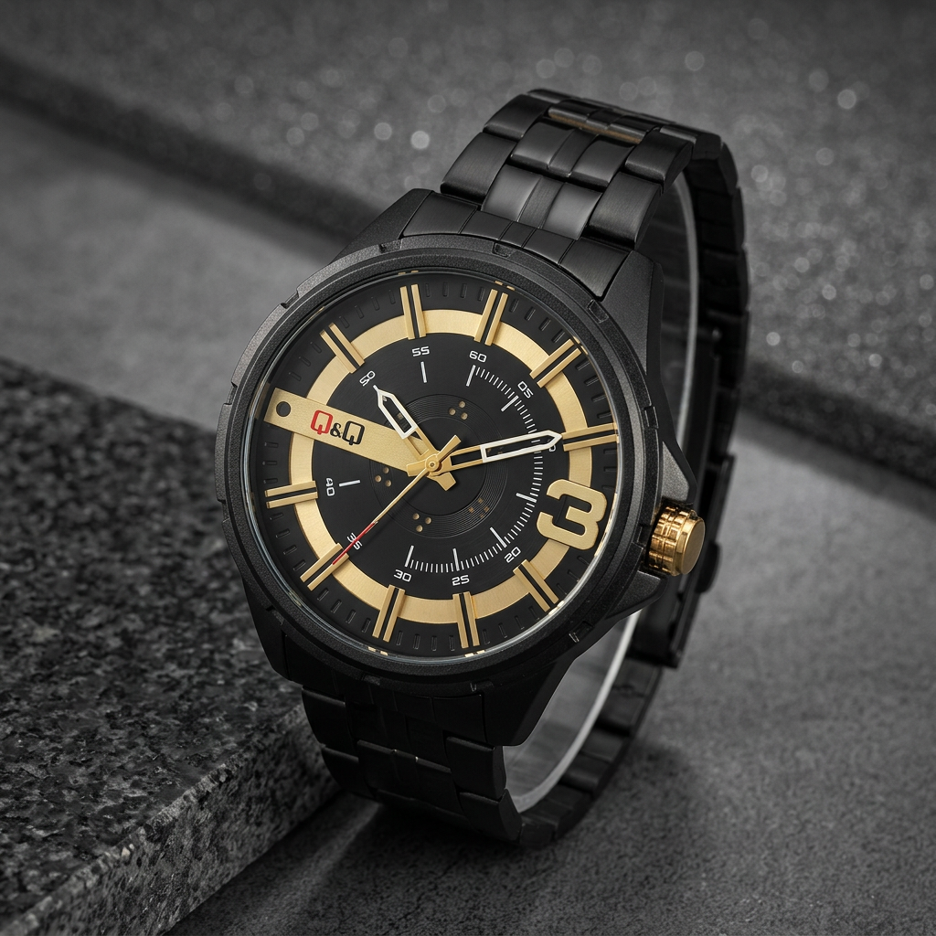 Reloj CURREN 8333 Analógico Negro y Dorado de Acero – Caballero