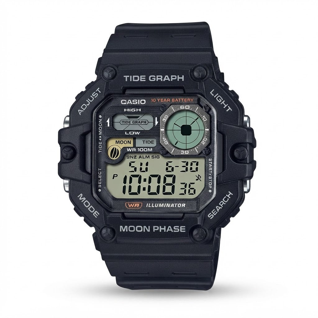 Reloj Casio WS-1700H-1AV Digital Negro Mareas y Fase Lunar 100M – Caballero