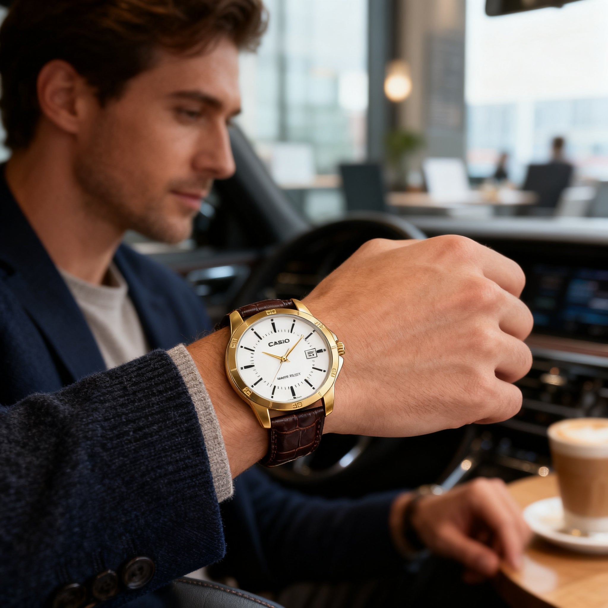 Reloj Casio MTP-V004GL-7A Analógico Dorado con Correa de Cuero – Caballero