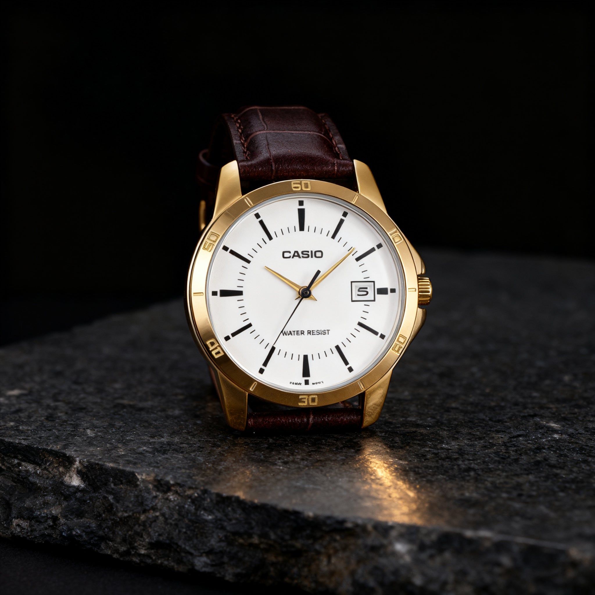 Reloj Casio MTP-V004GL-7A Analógico Dorado con Correa de Cuero – Caballero