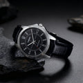 Reloj Casio MTP-V004L-1C Analógico Plateado Esfera Negra con Correa de Cuero – Caballero