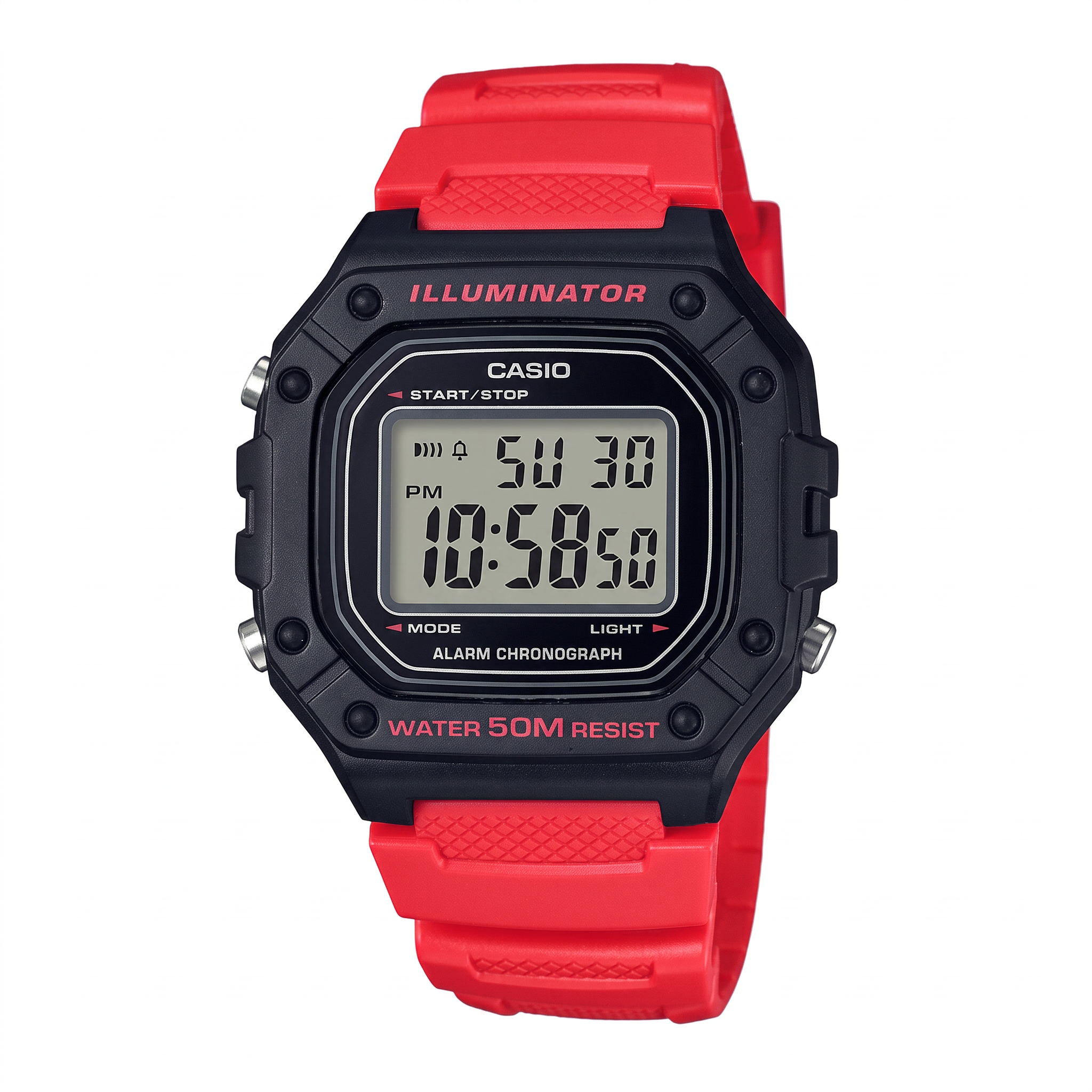 Reloj Casio W-218H-4BV Digital Negro y Rojo 50M – Caballero