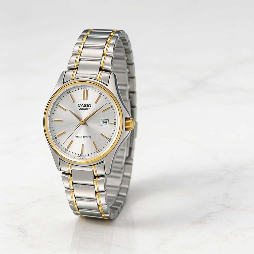 Reloj Casio LTP-1183G-7A Analógico Bicolor Dorado y Plateado – Dama