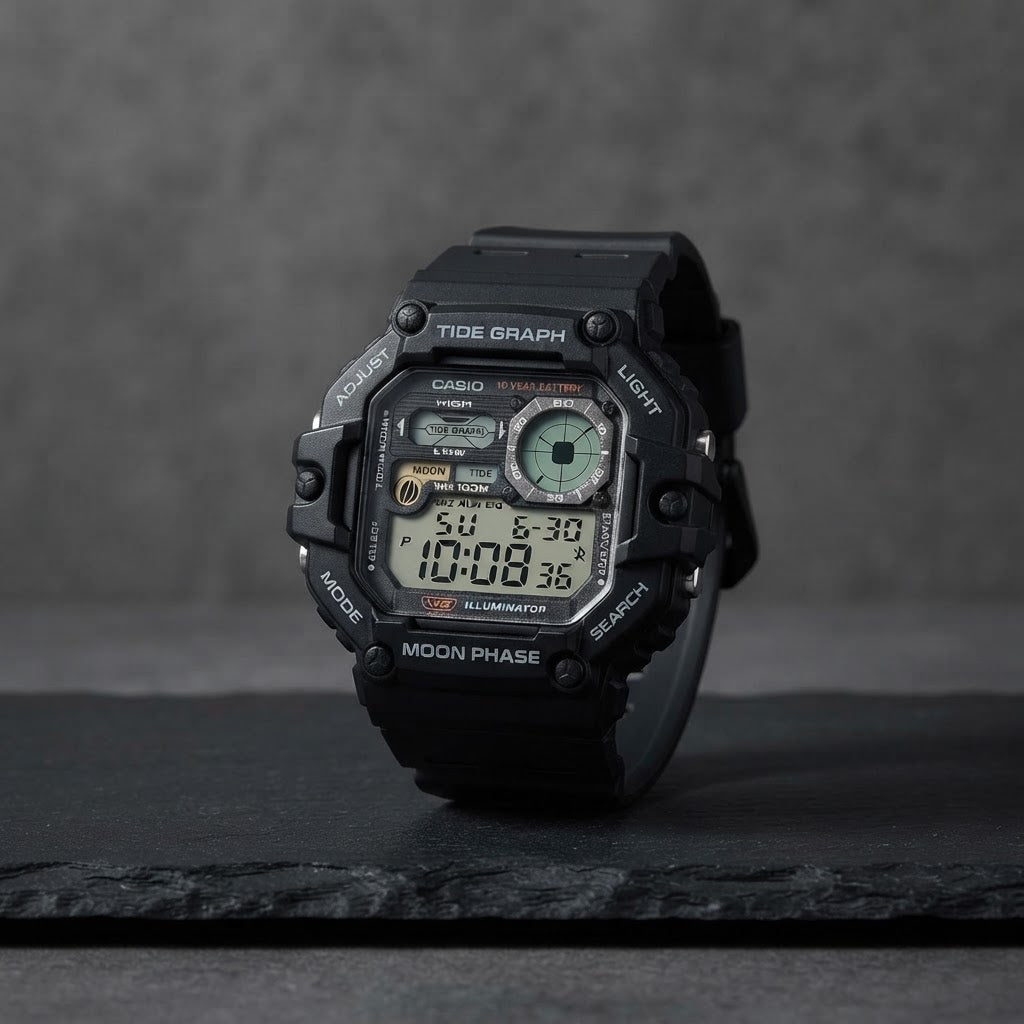 Reloj Casio WS-1700H-1AV Digital Negro Mareas y Fase Lunar 100M – Caballero