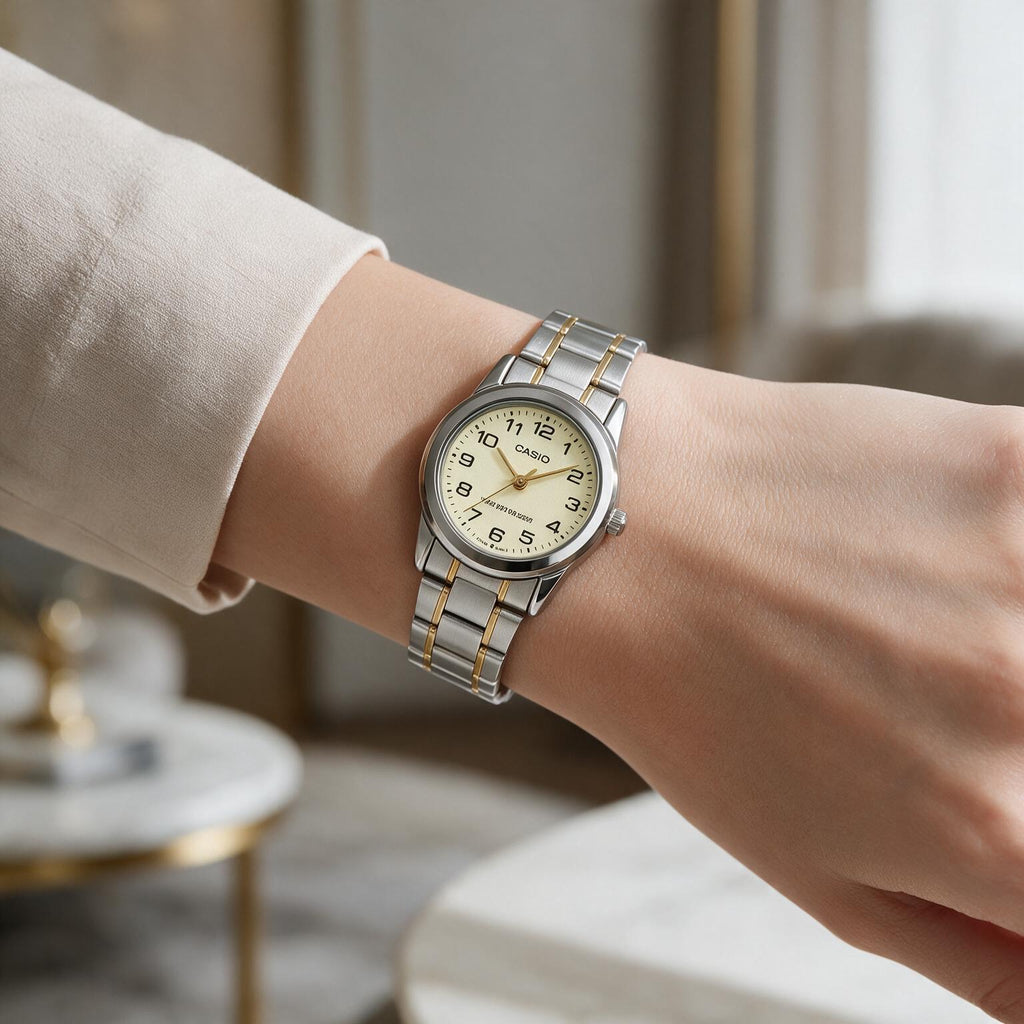 Reloj Casio LTP-V001SG-9B Analógico Bicolor Dorado y Plateado – Dama