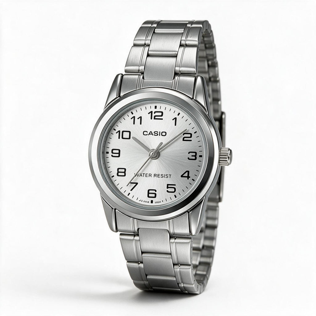 Reloj Casio LTP-V001D-7B Analógico Plateado Esfera Blanca – Dama