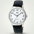 Reloj Q&Q C152J304Y Analógico Plateado Esfera Blanca Correa Negra 3BAR – Caballero