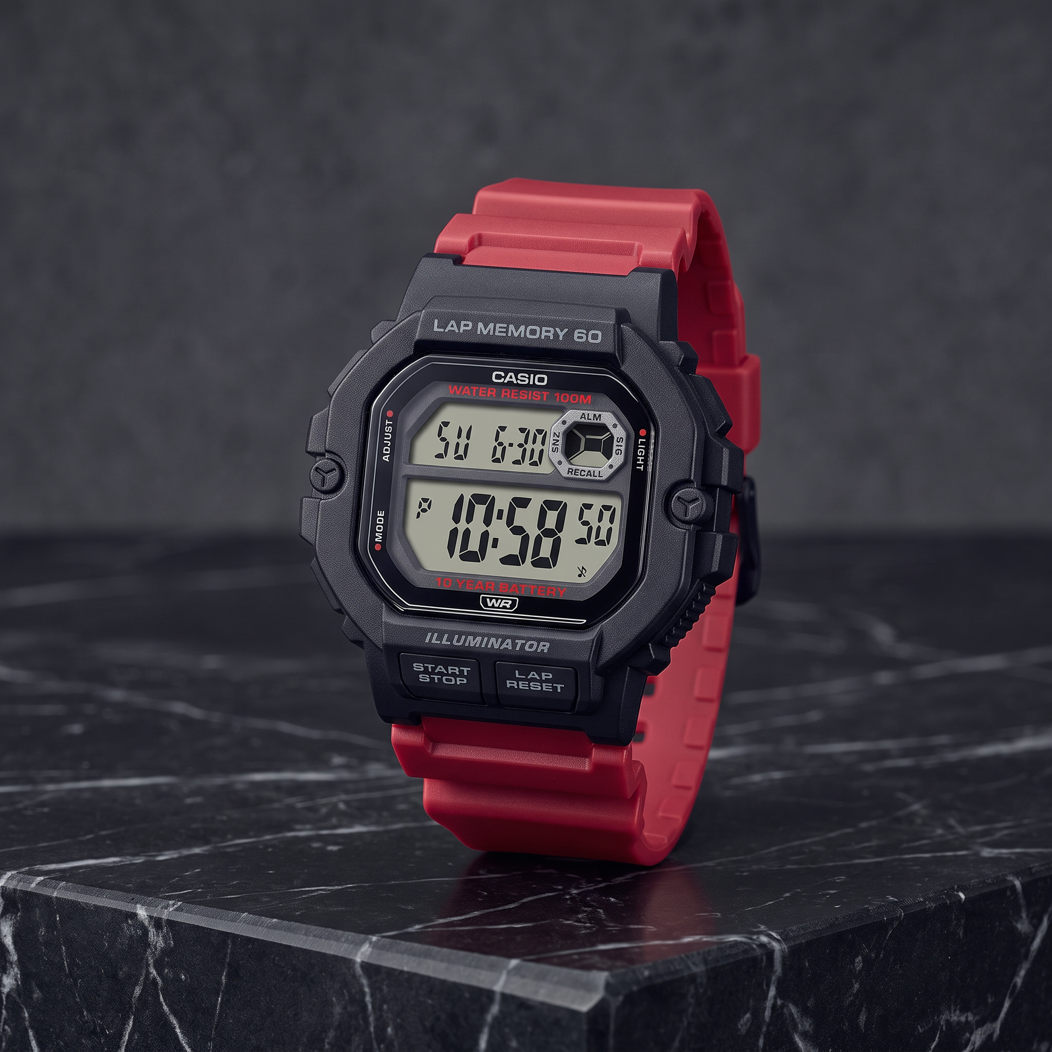 Reloj Casio WS-1400H-4AV Digital Rojo y Negro 100M – Caballero