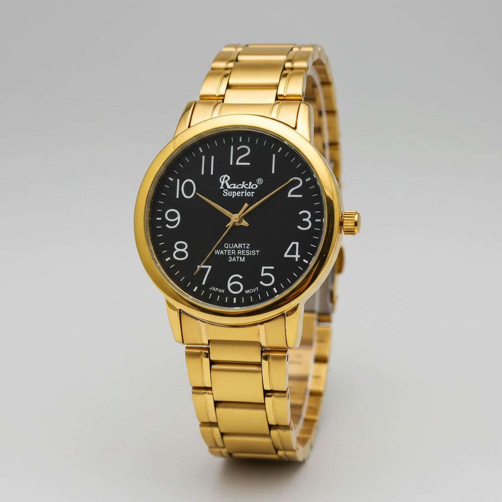 Reloj para Caballero RQ'2395G IPY – Dorado con Esfera Negra