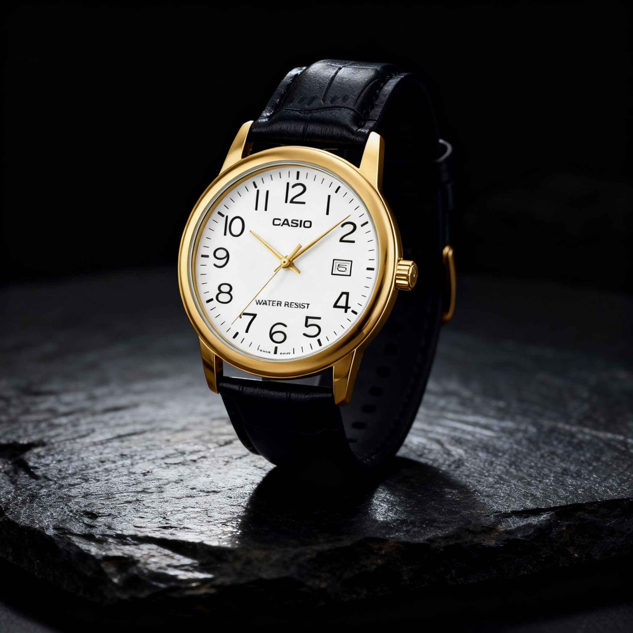 Reloj Casio MTP-V002GL-7B2 Analógico Dorado con Correa de Cuero – Caballero
