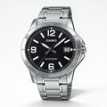 Reloj Casio MTP-V004D-1B2 Analógico Plateado Esfera Negra – Caballero