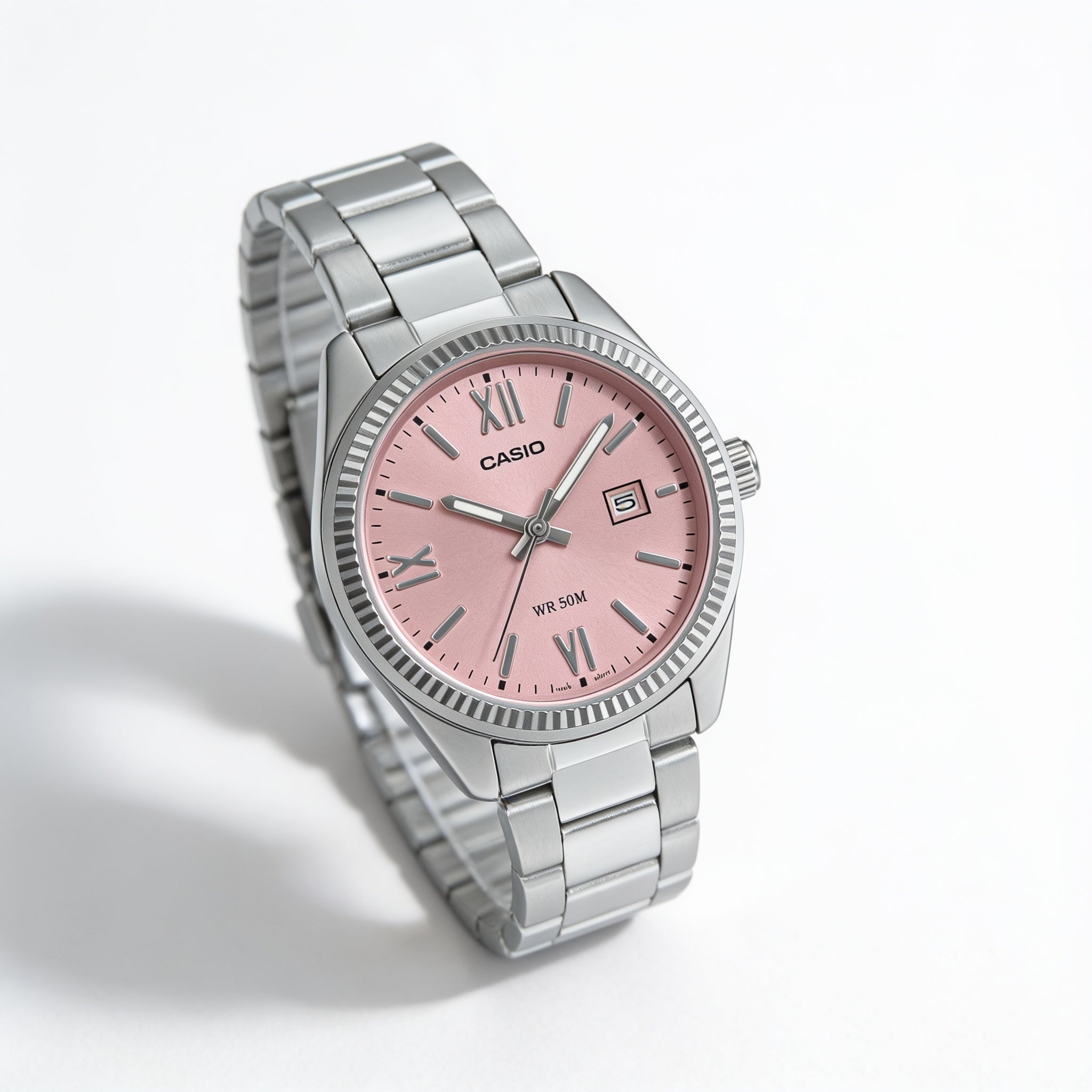 Reloj Casio LTP-1302DD-4A1V Analógico Plateado Esfera Rosa – Dama