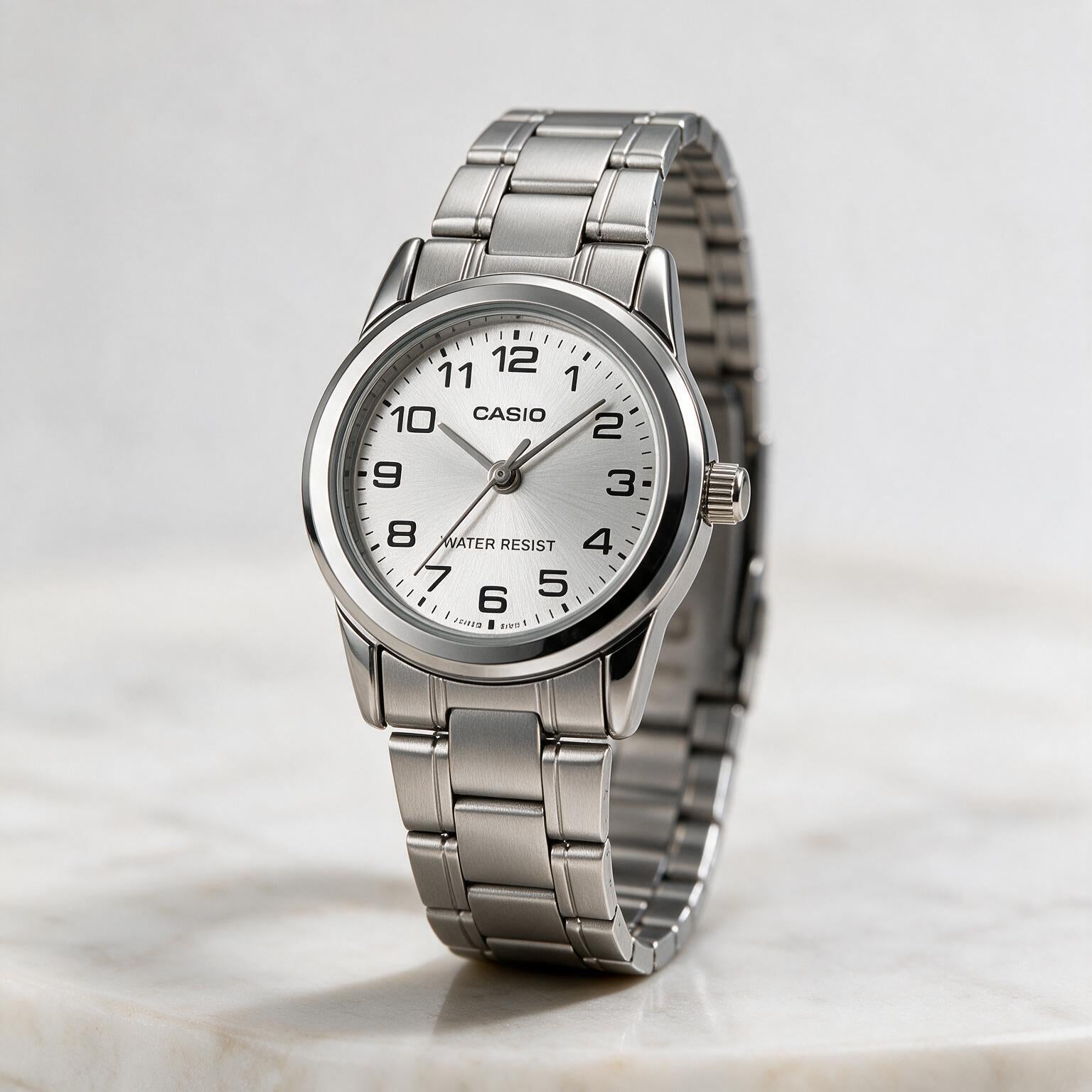 Reloj Casio LTP-V001D-7B Analógico Plateado Esfera Blanca – Dama