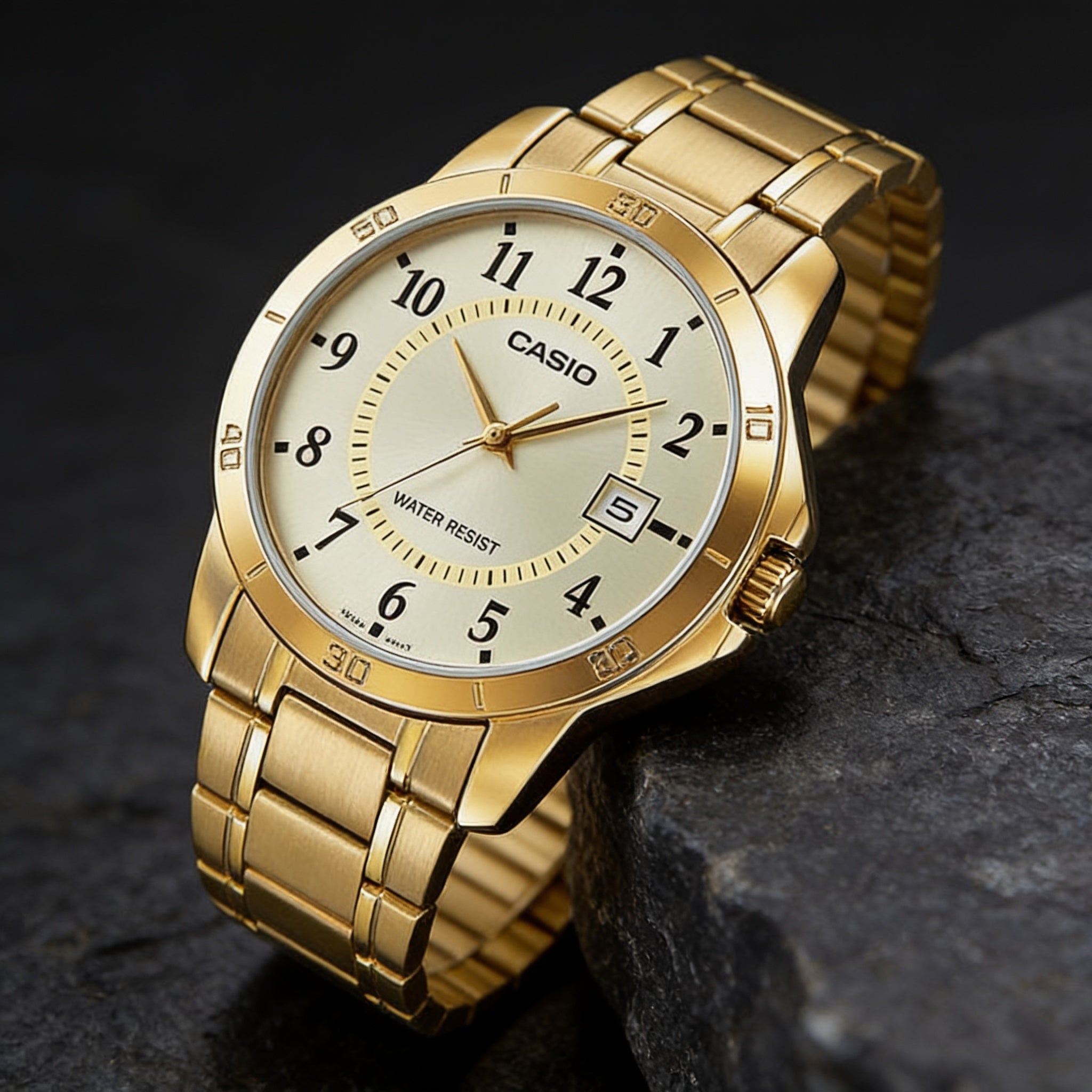 Reloj Casio MTP-V004G-9B Analógico Dorado Esfera Champaña – Caballero